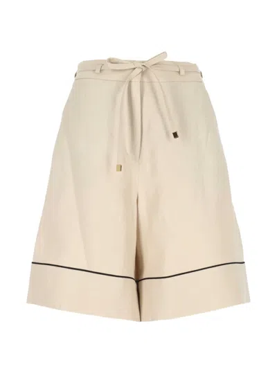 Agnona Piped Tie-waist Shorts In Brown