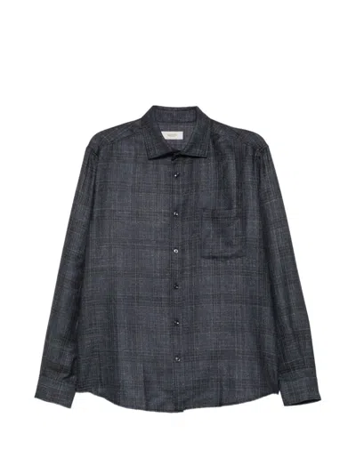 Agnona Plaid Chest-pocket Shirt In Blue