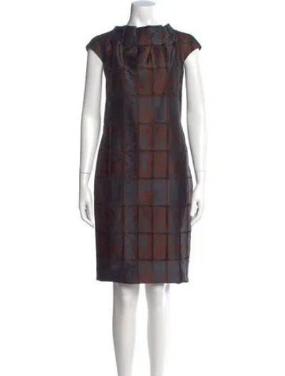 Pre-owned Agnona Plaid Print Knee-length Dress In Brown
