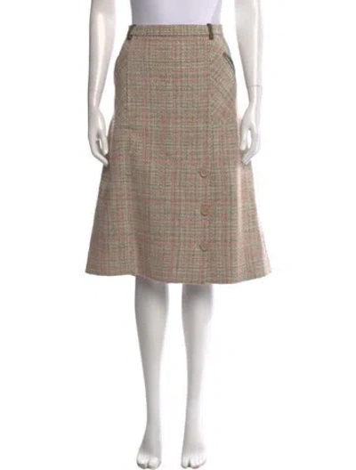 Pre-owned Agnona Plaid Print Knee-length Skirt In Neutrals