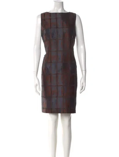 Pre-owned Agnona Plaid Print Mini Dress In Brown