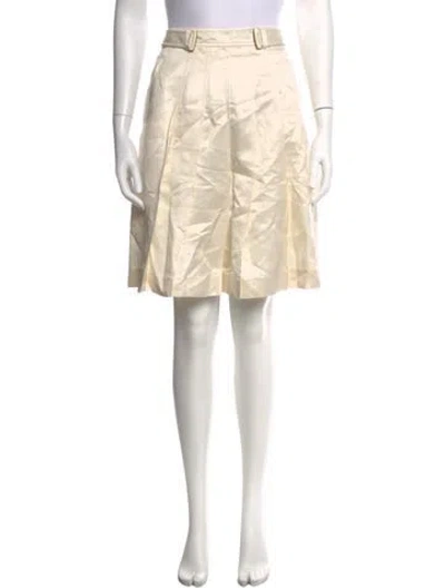 Pre-owned Agnona Pleated Accents Mini Skirt In Yellow