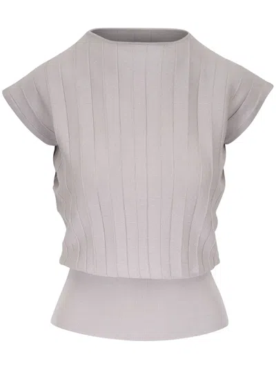 Agnona Plissierte Bluse Mit Geripptem Saum In Nude