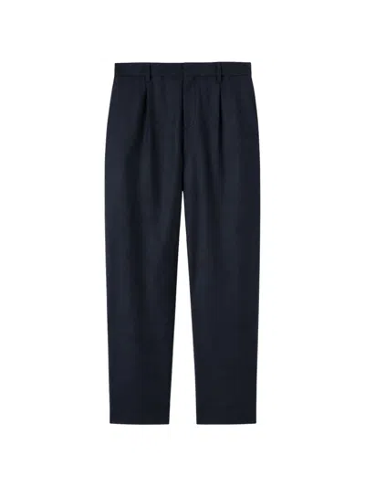 Agnona Pleated Straight-leg Trousers In Blue