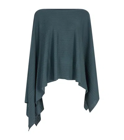 Agnona Plissé Cropped Poncho In Blue
