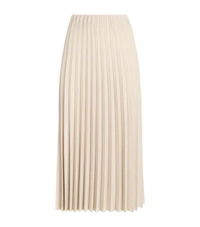 Agnona Plissé Midi Skirt In Beige