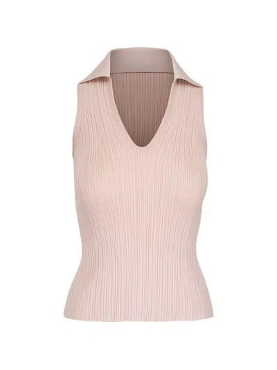 Agnona Plissé Sleeveless Knit Top In Pink
