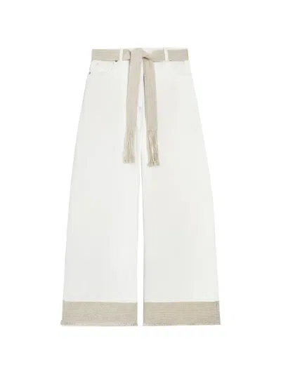 Agnona Pocket Belted Trousers In White