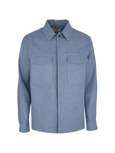 Agnona Pocket Bonded Overshirt In Blue
