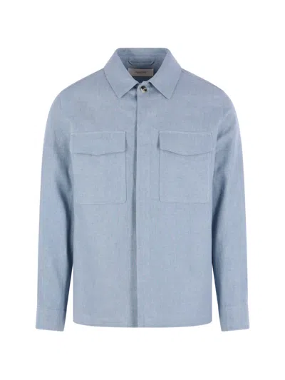 Agnona Pocketed Shirt Jacket In Blue