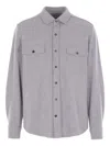 Agnona Pointed-collar Flap-pocket Shirt In Gray
