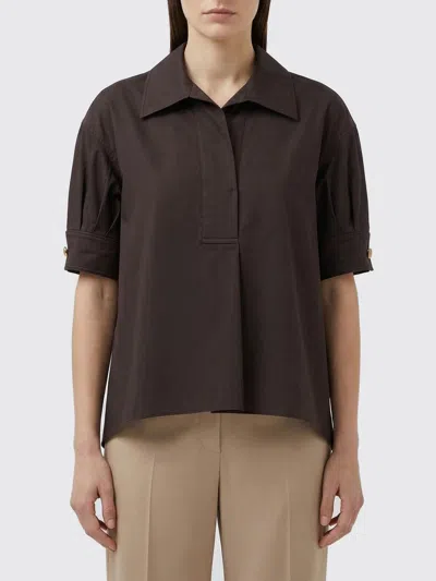 Agnona Dark Brown Shirt Collar Polo
