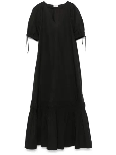 Agnona Poplin Midi Dress In Black