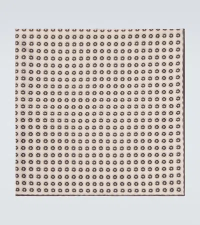 Agnona Printed Silk Twill Scarf In Beige