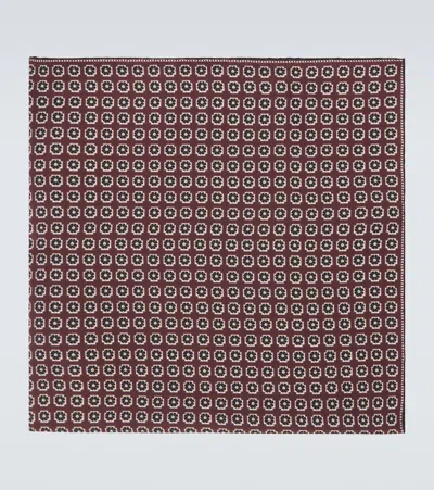 Agnona Printed Silk Twill Scarf In Brown