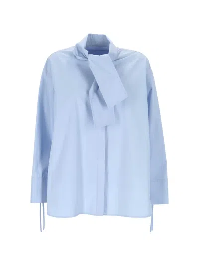 Agnona Pussy-bow Long-sleeve Shirt In Blue