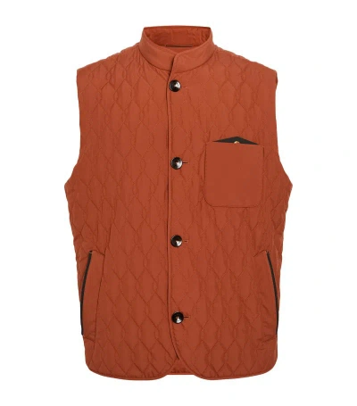 Agnona Quilted Gilet In Brown