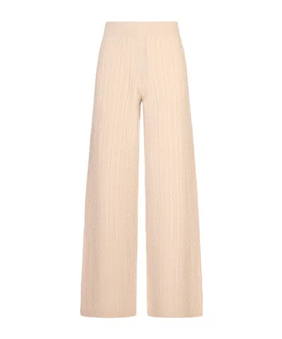 Agnona Cable-knit Wide-leg Trousers In Brown
