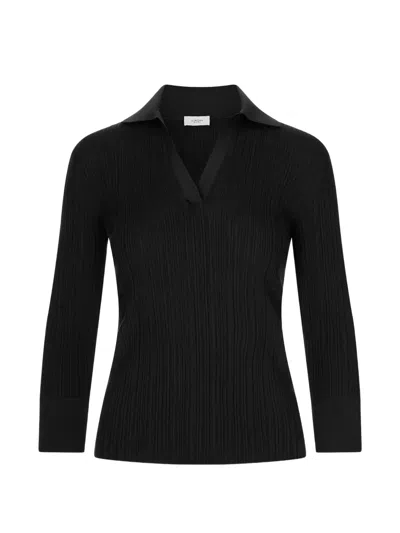 Agnona Ribbed Long-sleeve Top In Black