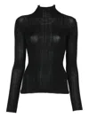 Agnona Ribbed Turtleneck Top In Black