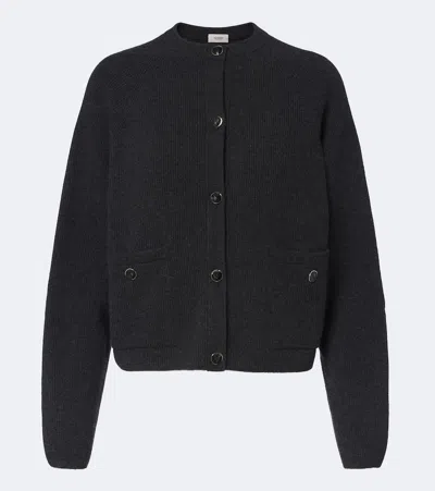Agnona Ribbed-knit Cashmere Cardigan In Black