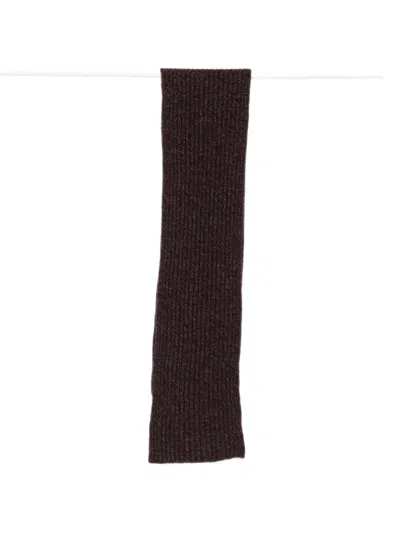 Agnona Ribbed-knit Scarf In Brown