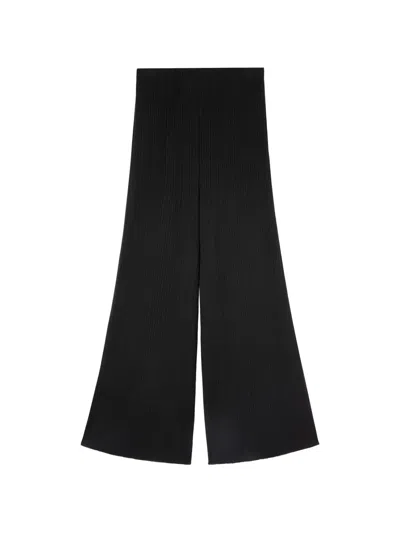 Agnona Ribbed-knit Trousers In Black