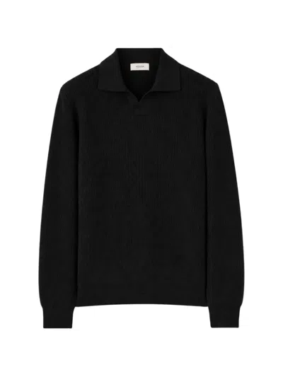 Agnona Ribbed-knit V-neck Sweater In Black