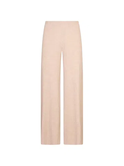 Agnona Ribbed-knit Wide-leg Trousers In Pink