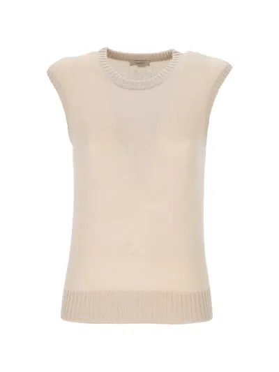 Agnona Ribbed-trim Sleeveless Sweater In Neutral
