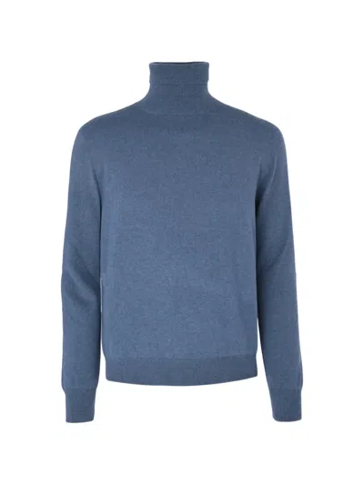 Agnona Roll-neck Cashmere Sweater In Blue