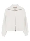 Agnona Roll-neck Zip-front Jacket In White