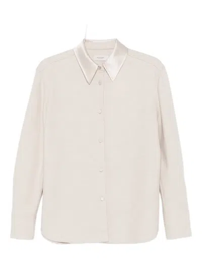 Agnona Satin-effect Long-sleeve Shirt In Green