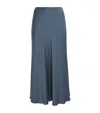 Agnona Satin Midi Skirt In Blue