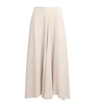 Agnona Satin-trim A-line Midi Skirt In Neutral