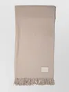 Agnona Beige Textured Wool Scarf With Delicate Fringes In Neutral