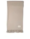 Agnona Beige Textured Wool Scarf With Delicate Fringes In Gray