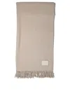 Agnona Beige Textured Wool Scarf With Delicate Fringes In Neutral