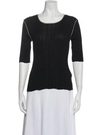 Pre-owned Agnona Scoop Neck Three-quarter Sleeve Top In Black