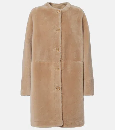 Agnona Shearling Coat In Beige