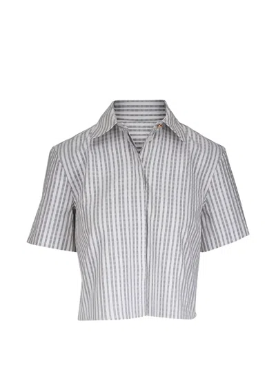 Agnona Short-sleeved Checked Shirt In Gray