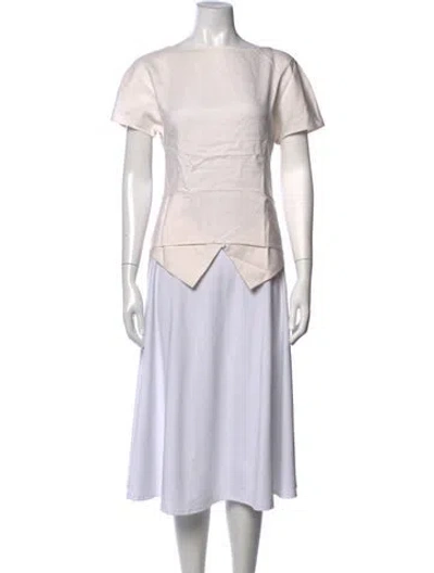 Pre-owned Agnona Silk Bateau Neckline Top In Neutrals