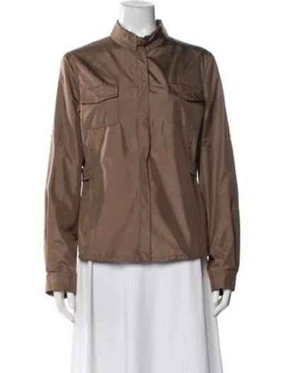 Pre-owned Agnona Silk Biker Jacket In Neutral