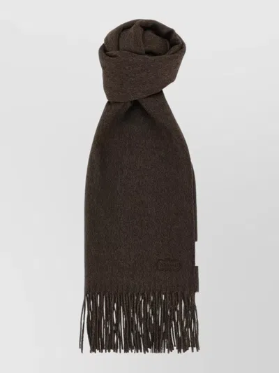 Agnona Silk Cashmere Fringed Scarf In Brown