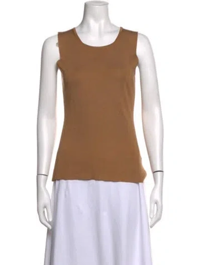 Pre-owned Agnona Silk Crew Neck Top In Brown