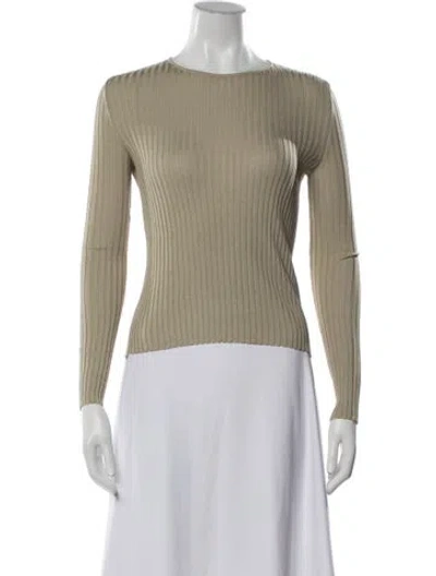 Pre-owned Agnona Silk Crew Neck Top In Green/neutrals