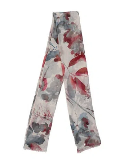 Pre-owned Agnona Silk Floral Print Scarf In Multi