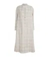 Agnona Silk-linen-blend Check Coat In Blue