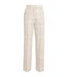 Agnona Silk-linen Blend Check Trousers In Blue