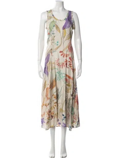 Pre-owned Agnona Silk Long Dress In Neutral